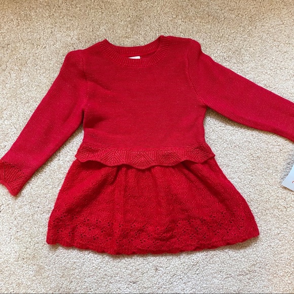 Cat & Jack Red Knit Sweater Dress - 12 months NWT - Picture 1 of 3